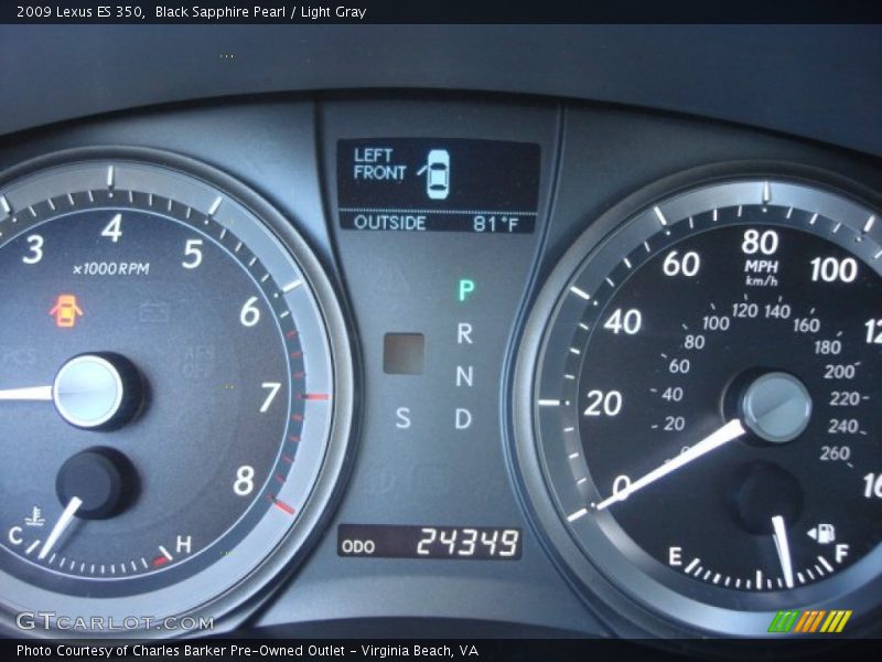 Black Sapphire Pearl / Light Gray 2009 Lexus ES 350