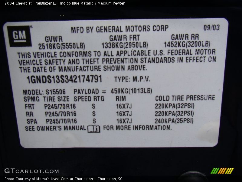 Indigo Blue Metallic / Medium Pewter 2004 Chevrolet TrailBlazer LS