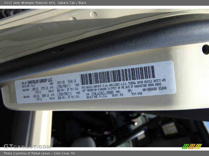 Sahara Tan / Black 2012 Jeep Wrangler Rubicon 4X4