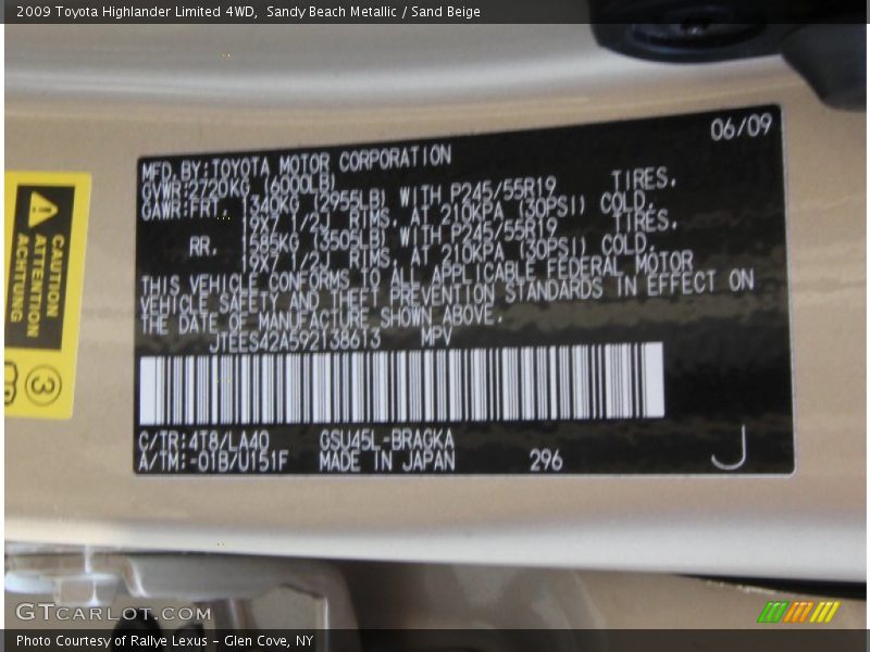 Sandy Beach Metallic / Sand Beige 2009 Toyota Highlander Limited 4WD