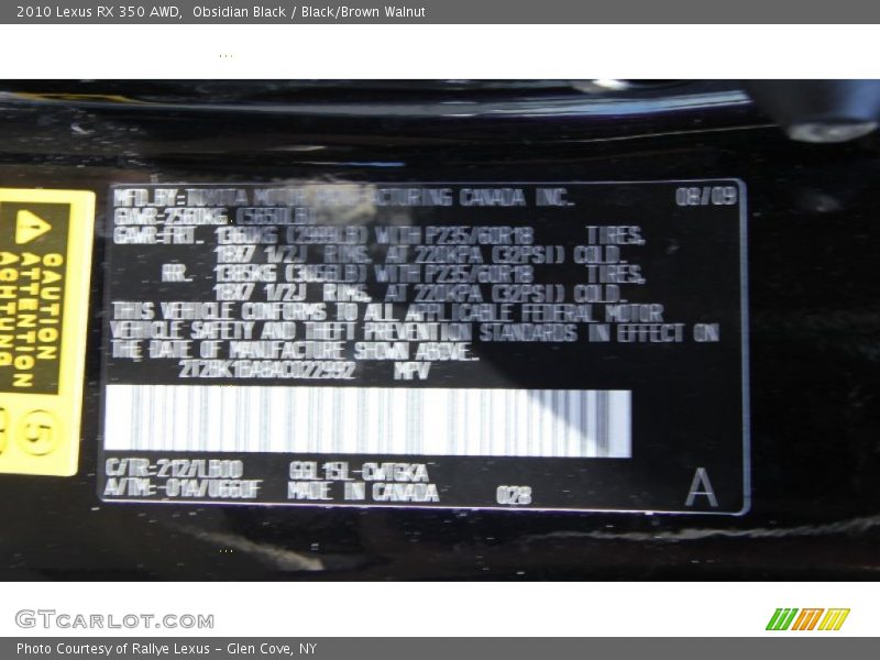 Obsidian Black / Black/Brown Walnut 2010 Lexus RX 350 AWD