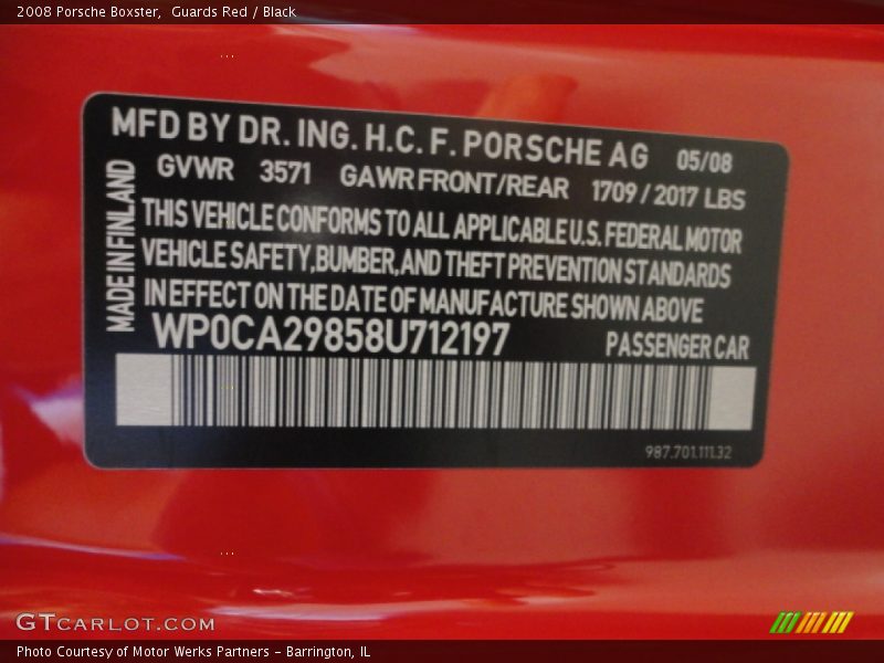 Guards Red / Black 2008 Porsche Boxster