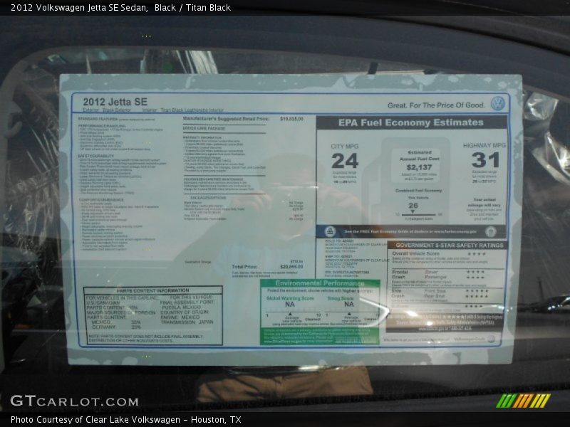Black / Titan Black 2012 Volkswagen Jetta SE Sedan