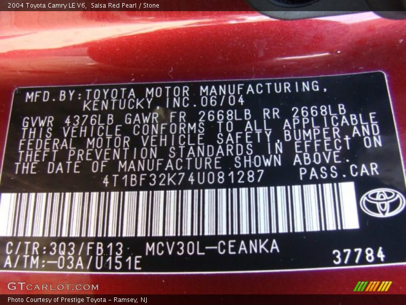 Salsa Red Pearl / Stone 2004 Toyota Camry LE V6