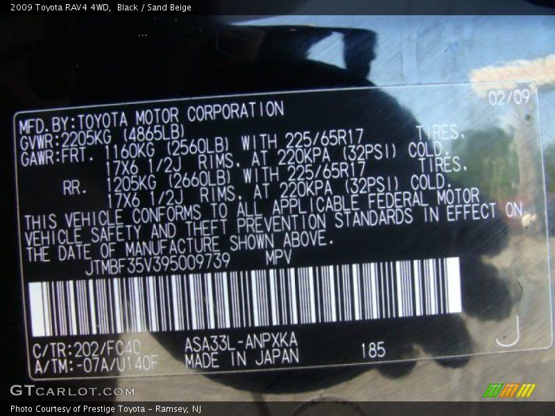 Black / Sand Beige 2009 Toyota RAV4 4WD