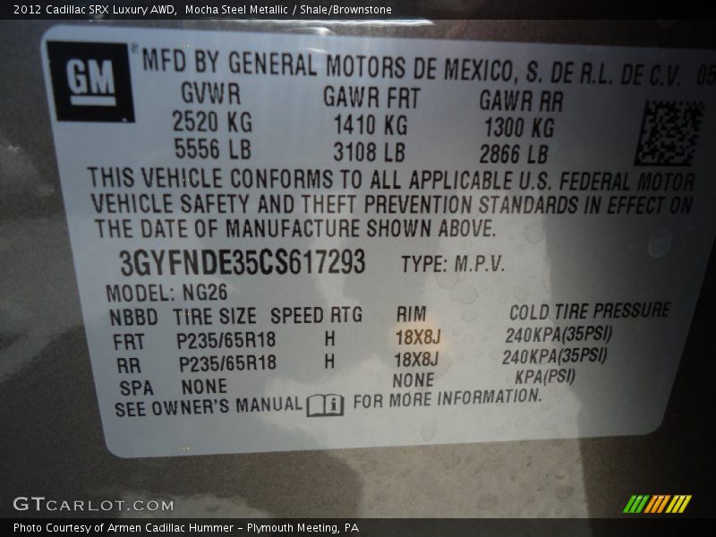 Mocha Steel Metallic / Shale/Brownstone 2012 Cadillac SRX Luxury AWD
