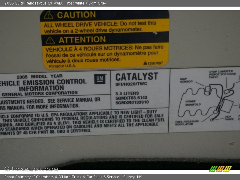 Frost White / Light Gray 2005 Buick Rendezvous CX AWD