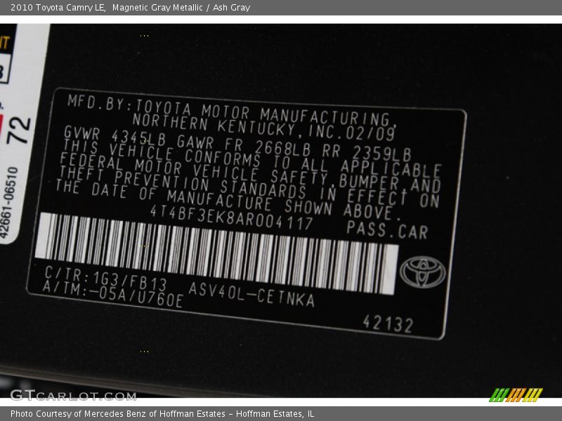 Magnetic Gray Metallic / Ash Gray 2010 Toyota Camry LE