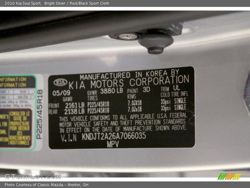 2010 Soul Sport Bright Silver Color Code 3D