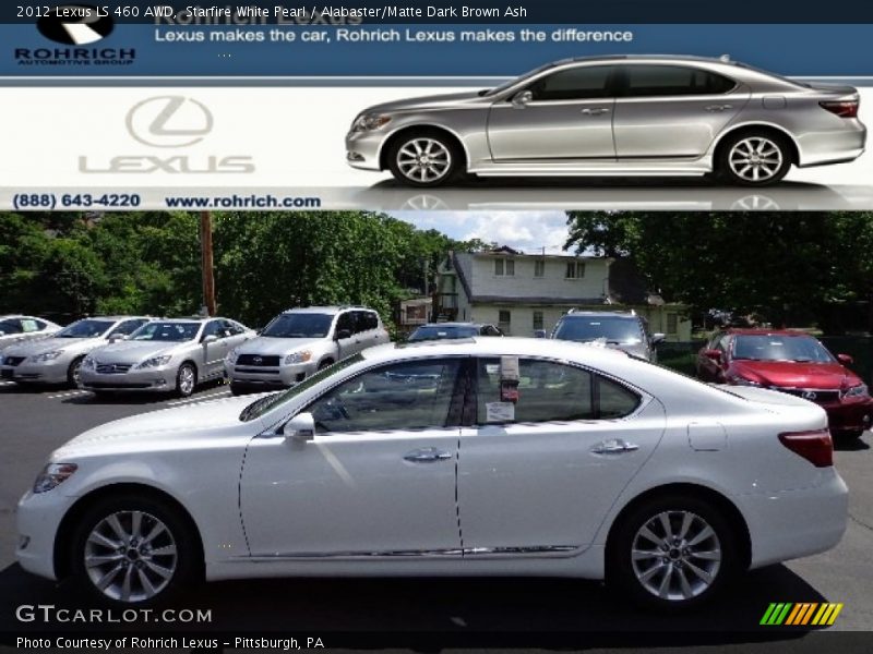 Starfire White Pearl / Alabaster/Matte Dark Brown Ash 2012 Lexus LS 460 AWD