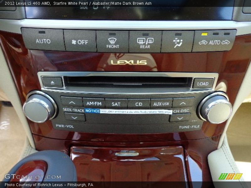 Starfire White Pearl / Alabaster/Matte Dark Brown Ash 2012 Lexus LS 460 AWD
