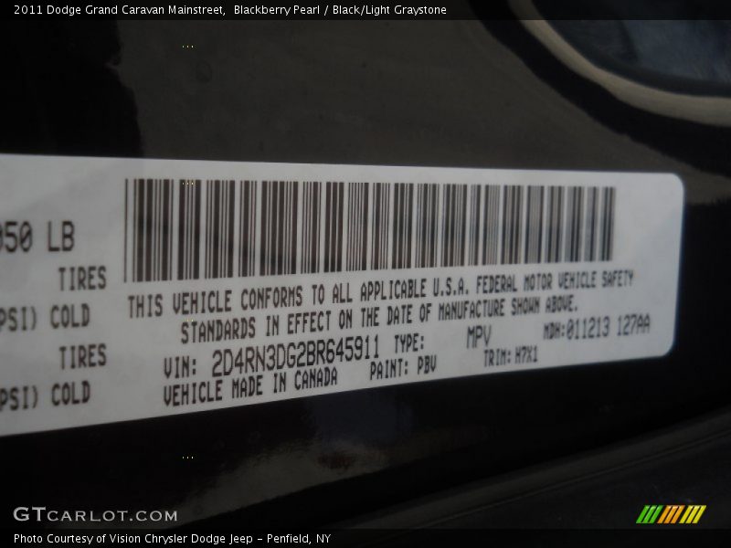 Blackberry Pearl / Black/Light Graystone 2011 Dodge Grand Caravan Mainstreet