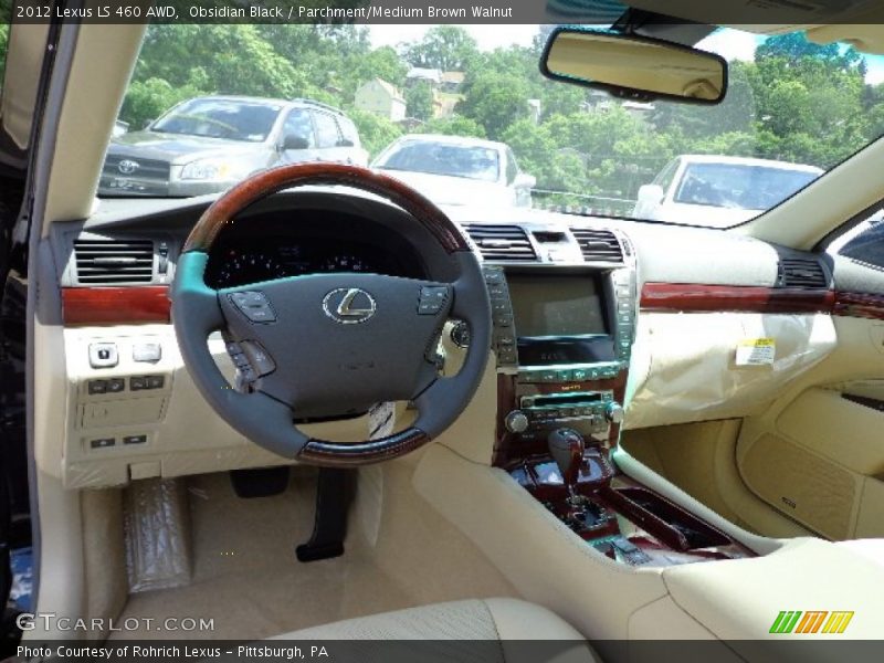 Obsidian Black / Parchment/Medium Brown Walnut 2012 Lexus LS 460 AWD