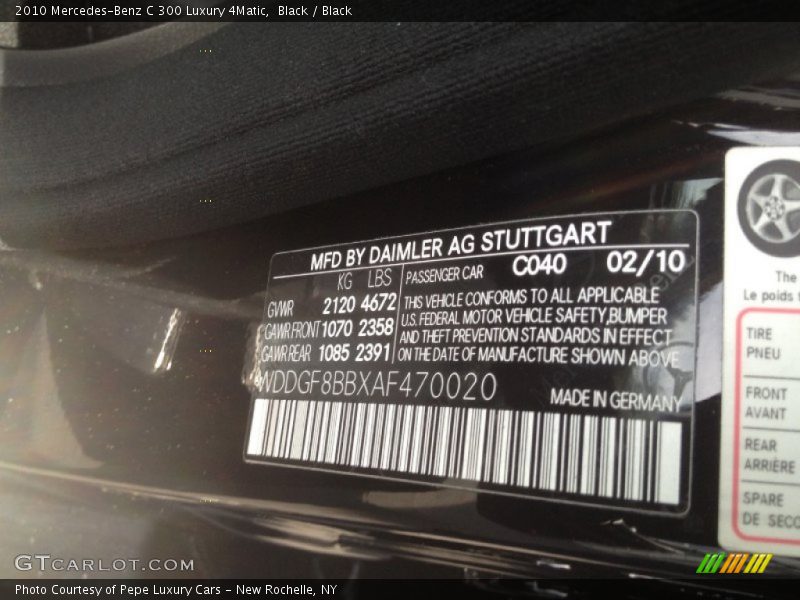 Black / Black 2010 Mercedes-Benz C 300 Luxury 4Matic