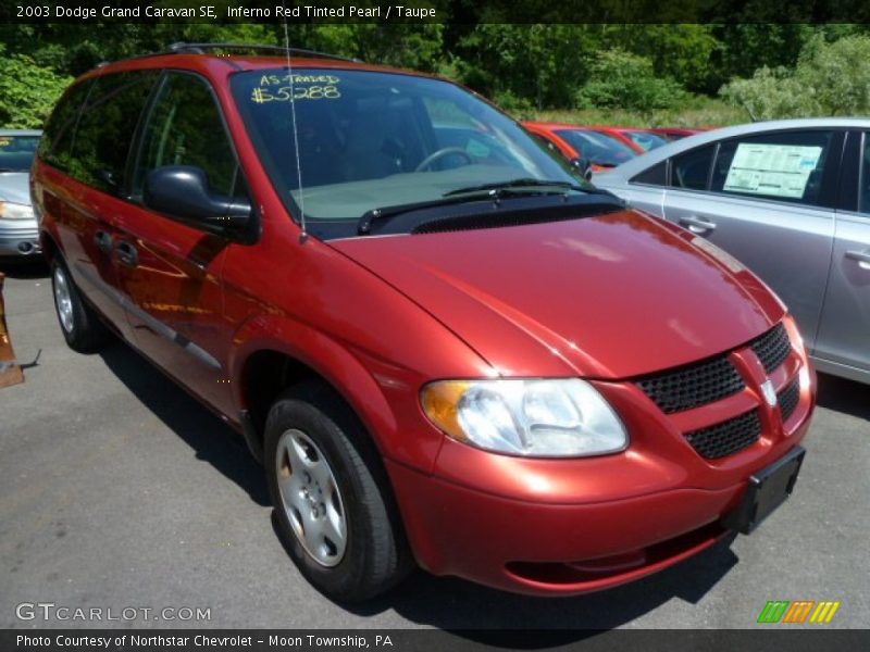 Inferno Red Tinted Pearl / Taupe 2003 Dodge Grand Caravan SE