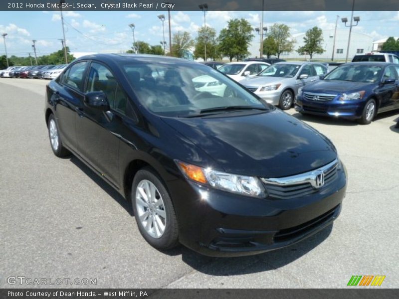 Crystal Black Pearl / Gray 2012 Honda Civic EX-L Sedan