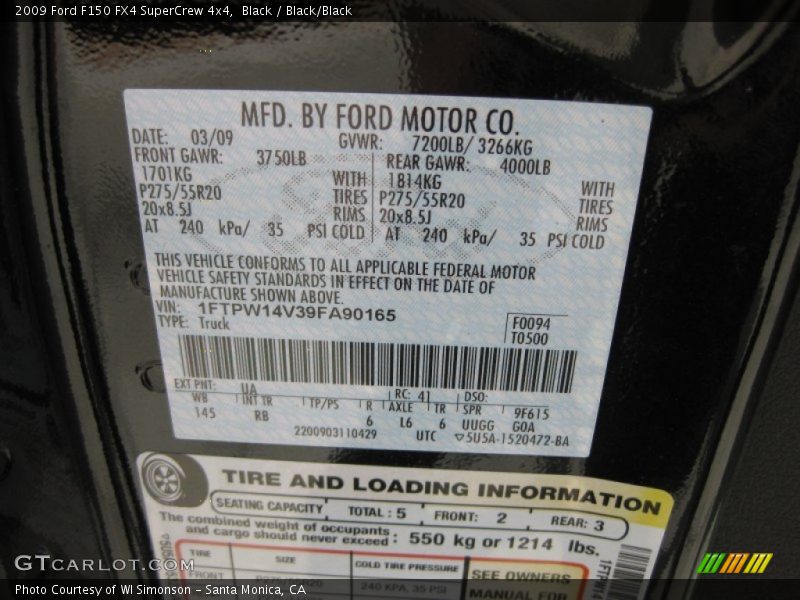 Black / Black/Black 2009 Ford F150 FX4 SuperCrew 4x4