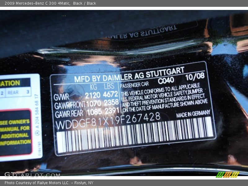 Black / Black 2009 Mercedes-Benz C 300 4Matic
