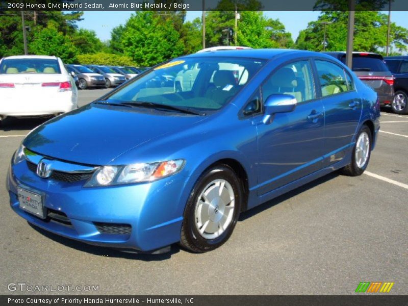 Atomic Blue Metallic / Beige 2009 Honda Civic Hybrid Sedan