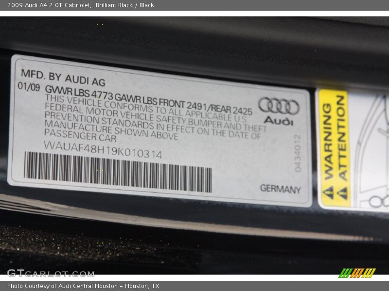 Brilliant Black / Black 2009 Audi A4 2.0T Cabriolet