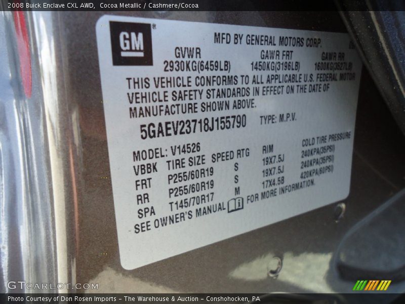 Cocoa Metallic / Cashmere/Cocoa 2008 Buick Enclave CXL AWD