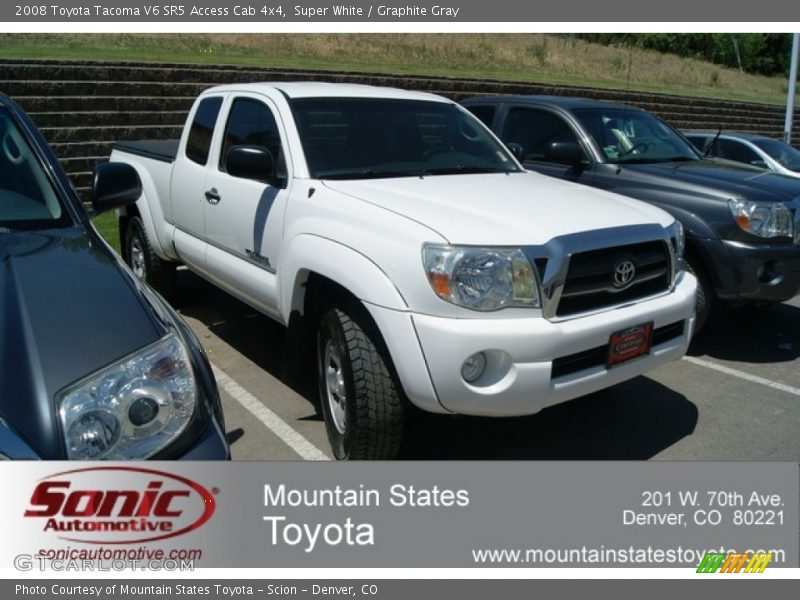 Super White / Graphite Gray 2008 Toyota Tacoma V6 SR5 Access Cab 4x4