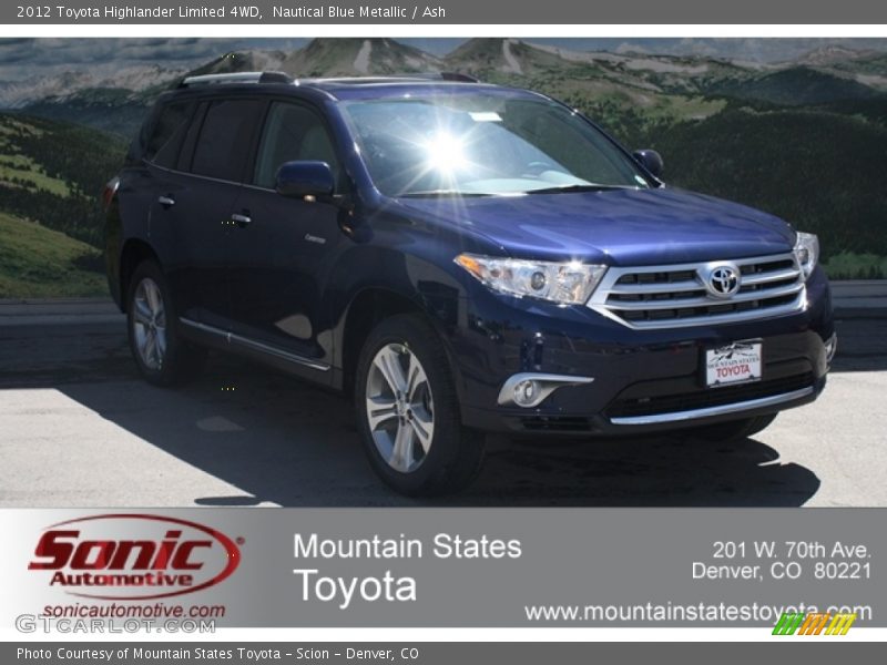 Nautical Blue Metallic / Ash 2012 Toyota Highlander Limited 4WD