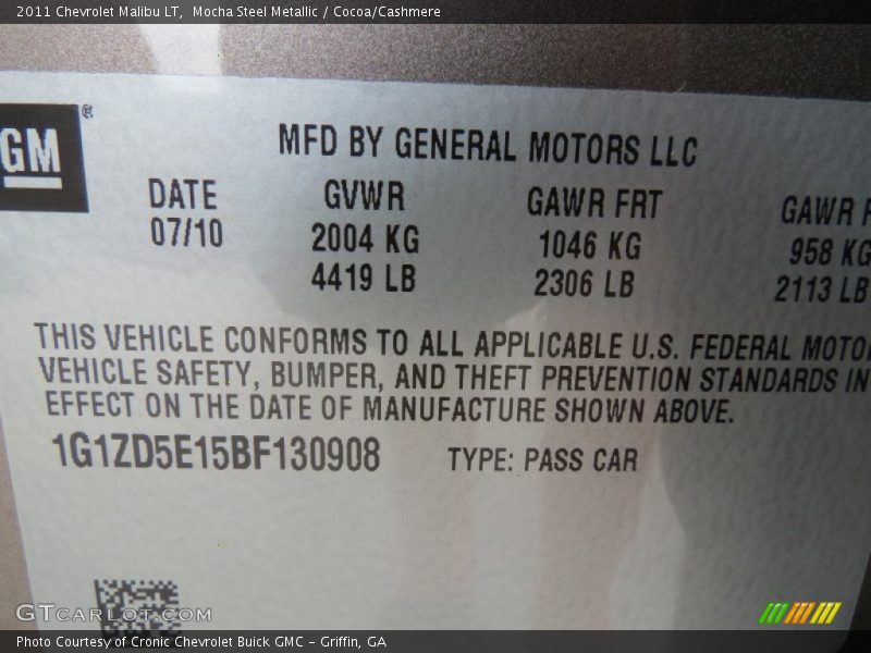 Mocha Steel Metallic / Cocoa/Cashmere 2011 Chevrolet Malibu LT