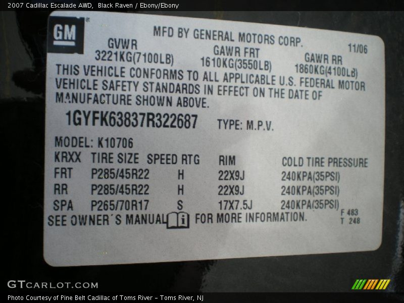 Black Raven / Ebony/Ebony 2007 Cadillac Escalade AWD