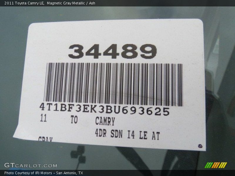 Magnetic Gray Metallic / Ash 2011 Toyota Camry LE