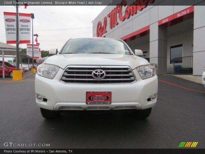 Blizzard White Pearl / Ash Gray 2008 Toyota Highlander Limited