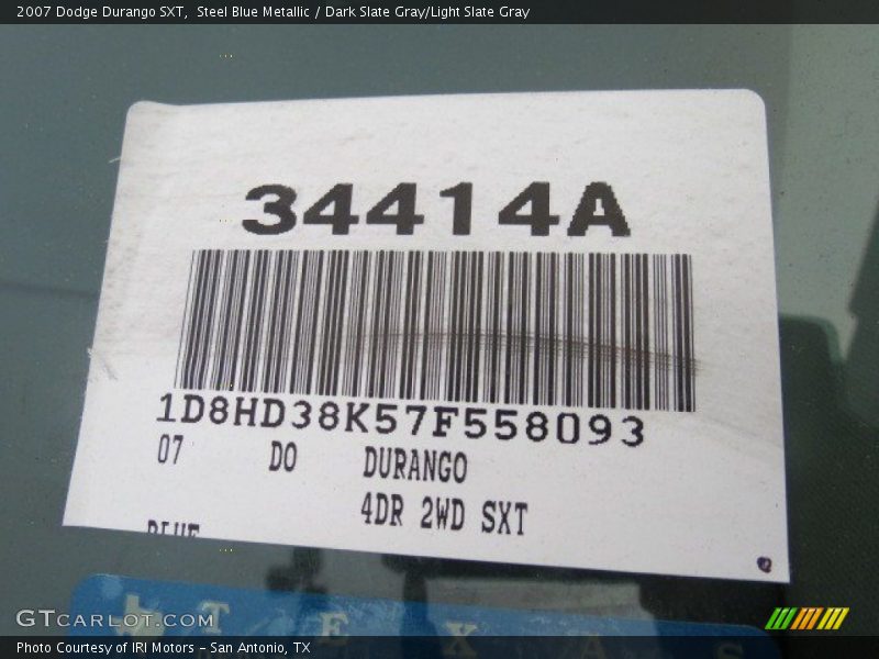 Steel Blue Metallic / Dark Slate Gray/Light Slate Gray 2007 Dodge Durango SXT