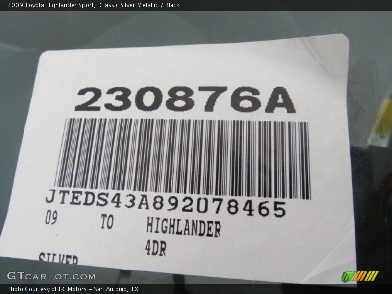 Classic Silver Metallic / Black 2009 Toyota Highlander Sport
