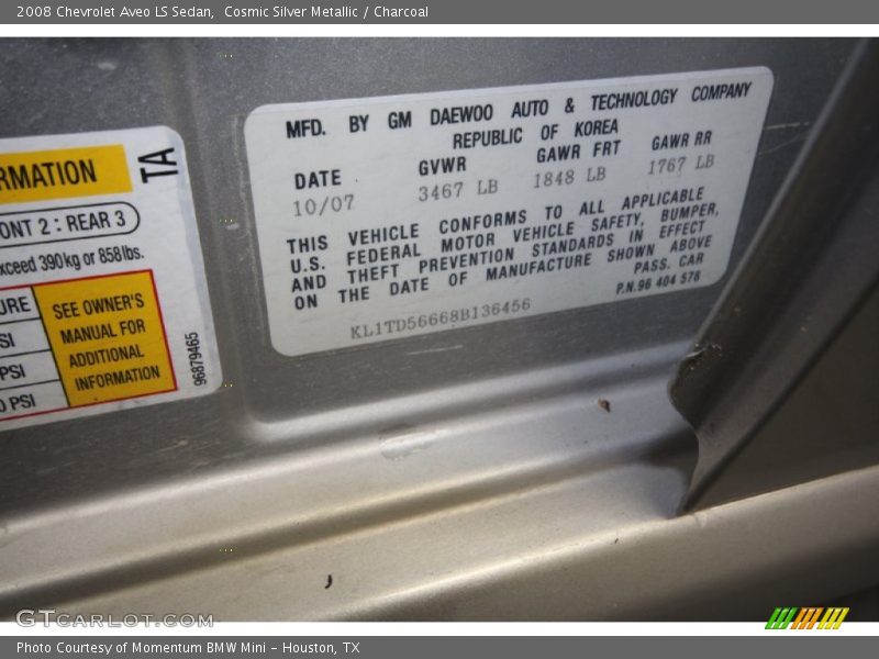 Cosmic Silver Metallic / Charcoal 2008 Chevrolet Aveo LS Sedan