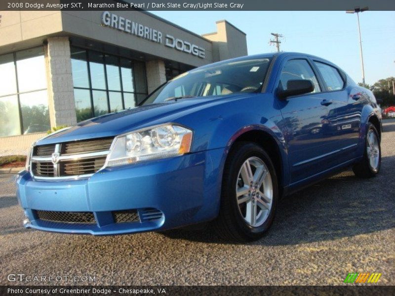 Marathon Blue Pearl / Dark Slate Gray/Light Slate Gray 2008 Dodge Avenger SXT