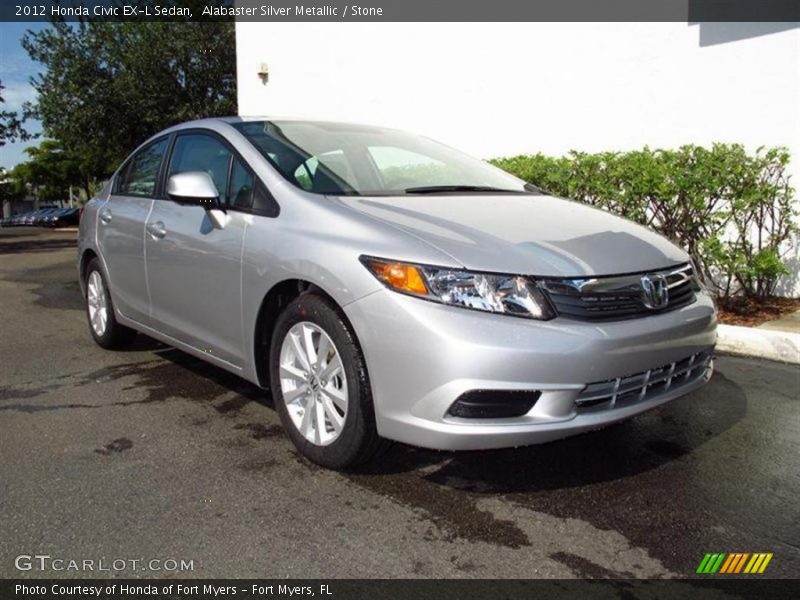 Alabaster Silver Metallic / Stone 2012 Honda Civic EX-L Sedan