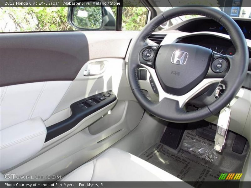 Alabaster Silver Metallic / Stone 2012 Honda Civic EX-L Sedan