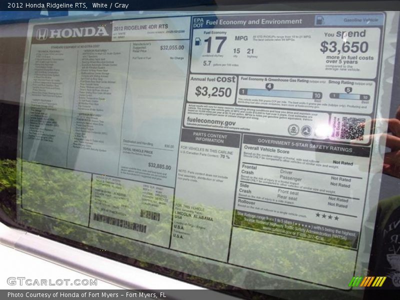  2012 Ridgeline RTS Window Sticker