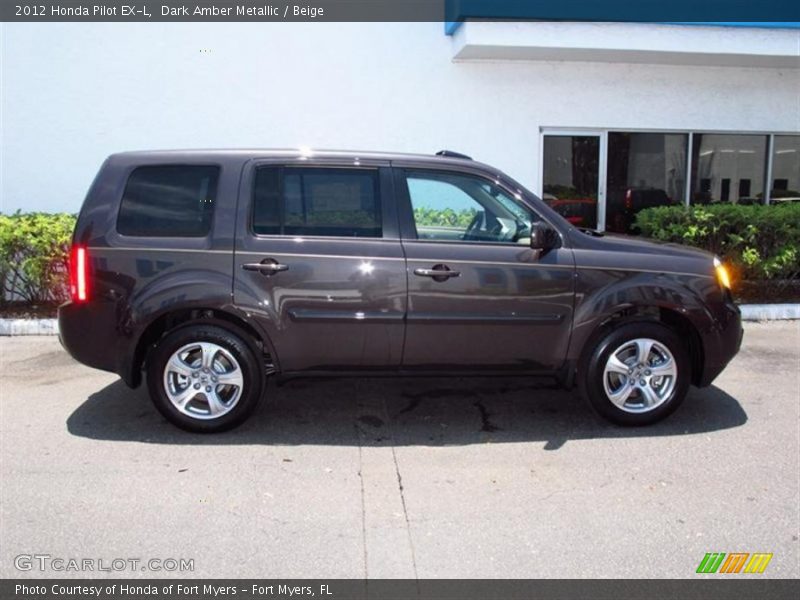Dark Amber Metallic / Beige 2012 Honda Pilot EX-L