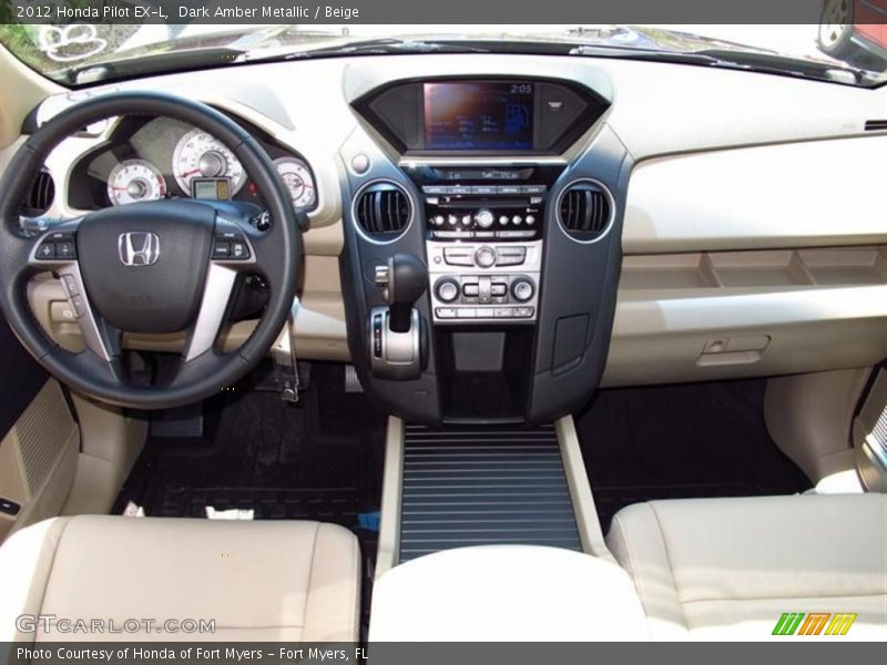 Dark Amber Metallic / Beige 2012 Honda Pilot EX-L
