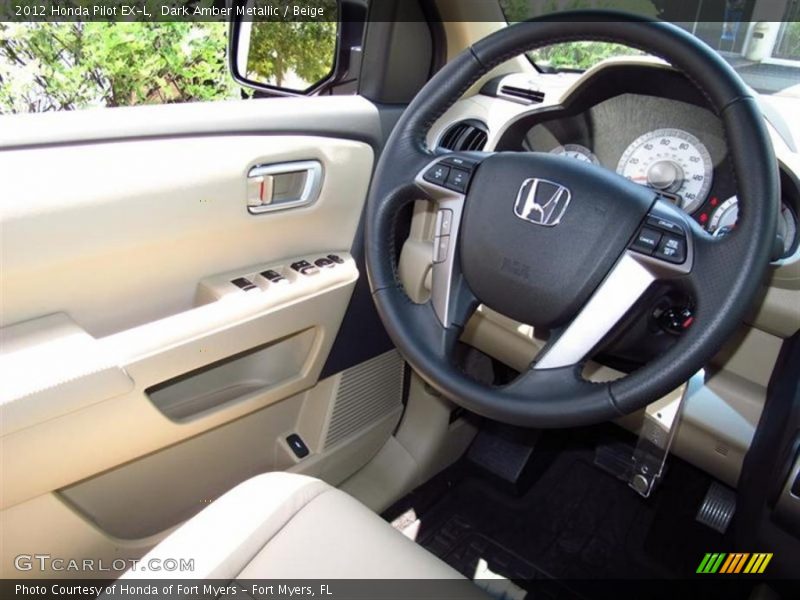 Dark Amber Metallic / Beige 2012 Honda Pilot EX-L