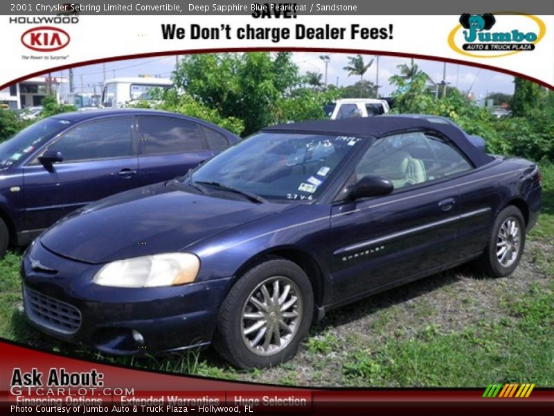 Deep Sapphire Blue Pearlcoat / Sandstone 2001 Chrysler Sebring Limited Convertible