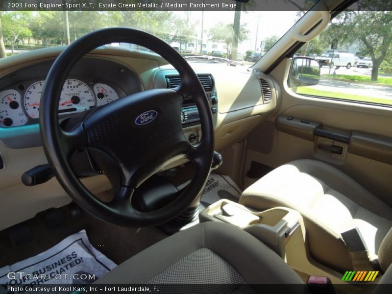 Estate Green Metallic / Medium Parchment Beige 2003 Ford Explorer Sport XLT