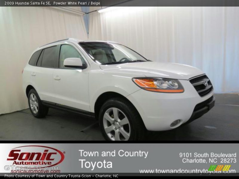 Powder White Pearl / Beige 2009 Hyundai Santa Fe SE