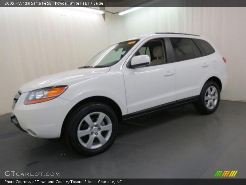 Powder White Pearl / Beige 2009 Hyundai Santa Fe SE