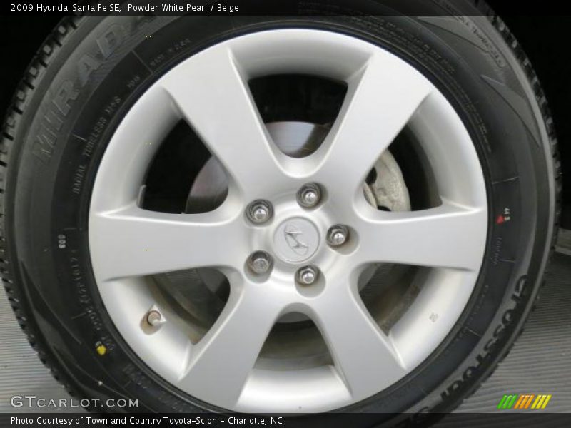 Powder White Pearl / Beige 2009 Hyundai Santa Fe SE