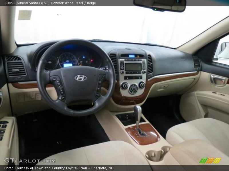 Powder White Pearl / Beige 2009 Hyundai Santa Fe SE