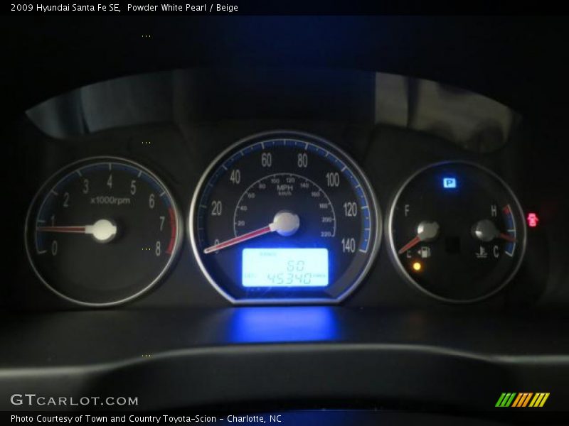 Powder White Pearl / Beige 2009 Hyundai Santa Fe SE