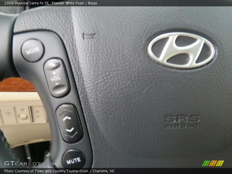Powder White Pearl / Beige 2009 Hyundai Santa Fe SE