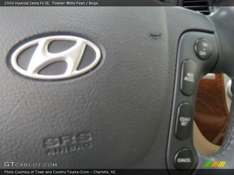 Powder White Pearl / Beige 2009 Hyundai Santa Fe SE